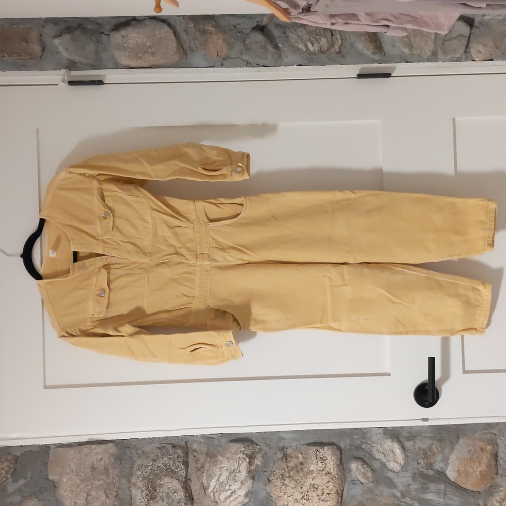 NWOT yellow Zara denim jumpsuit